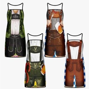 Men Lederhosen Apron Set - Green, Brown, Black